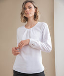 Ladies Pleat Detail Long Sleeve Blouse