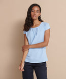 Ladies Pleat Detail Short Sleeve Blouse