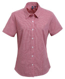 Ladies Gingham Check Short Sleeve Shirt